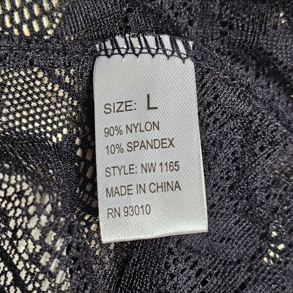 Vintage 90s Sexy Lingerie Nightgown Size Large Black Sheer Lace Slip Top Dress - Picture 5 of 6